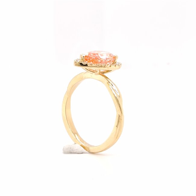 ROS  Jewel Design 14k gouden ring met Fancy pink Lab Grown Diamant The Peachy Pink