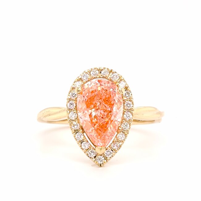 ROS  Jewel Design 14k gouden ring met Fancy pink Lab Grown Diamant The Peachy Pink