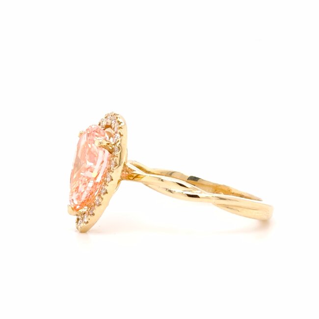 ROS  Jewel Design 14k gd ring Fancy pink LGDia 3.25ctThe PeachyPink mt19