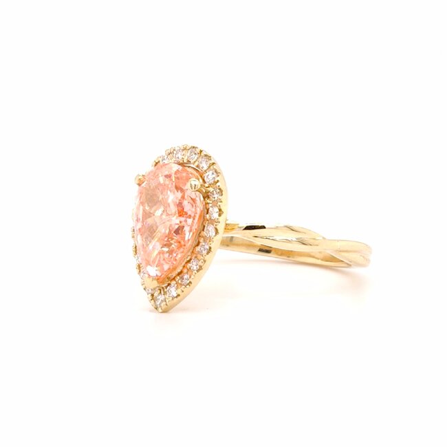 ROS  Jewel Design 14k gd ring Fancy pink LGDia 3.25ctThe PeachyPink mt19