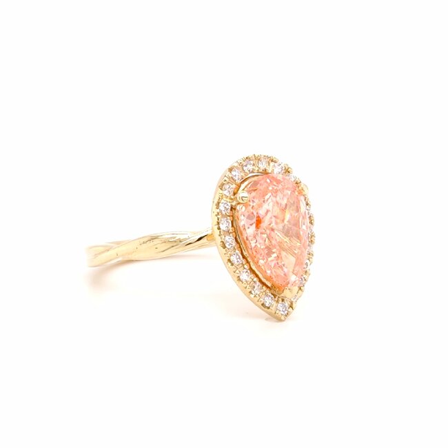 ROS  Jewel Design 14k gouden ring met Fancy pink Lab Grown Diamant The Peachy Pink