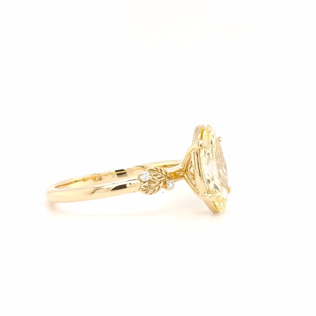 ROS  Jewel Design 14k gouden ring met een Fancy Yellow Marquis Diamond  en Briljantjes The Enlightening