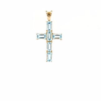 Occ 14k hanger kruis Aquamarijn 1.6gr