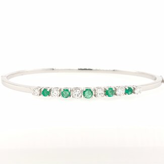 14k witgouden armband met Smaragd en Briljanten