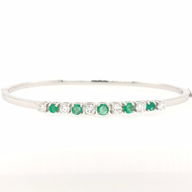 14k witgouden armband met Smaragd en Briljanten