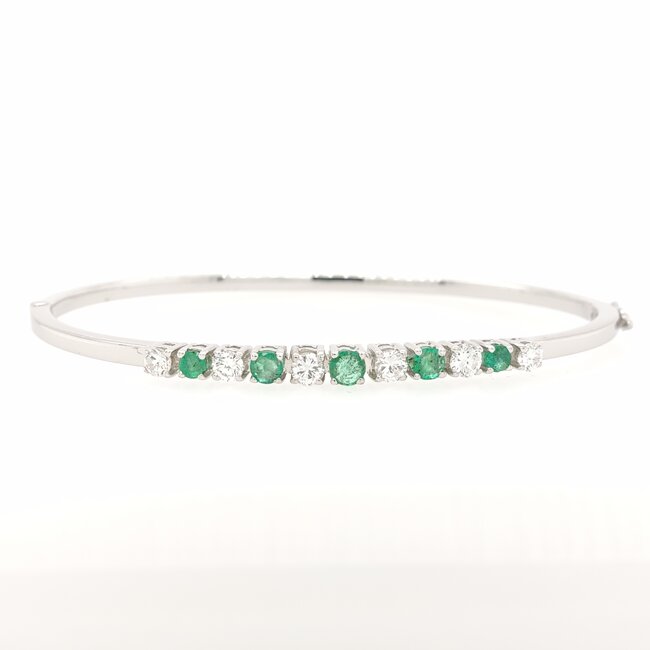 14k witgouden armband met Smaragd en Briljanten