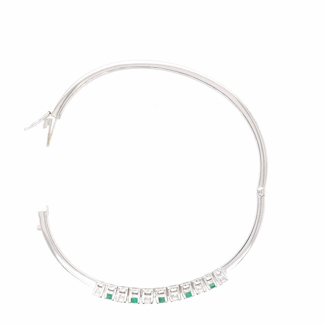 14k witgouden armband met Smaragd en Briljanten