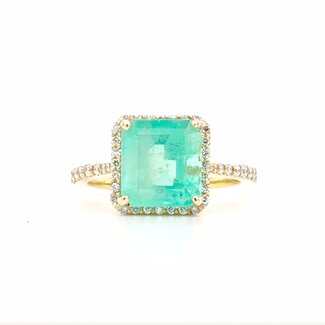 ROS  Jewel Design 14k gouden ring  met Smaragd en briljanten the green apple0.60ctmt 17.25 The Green Apple