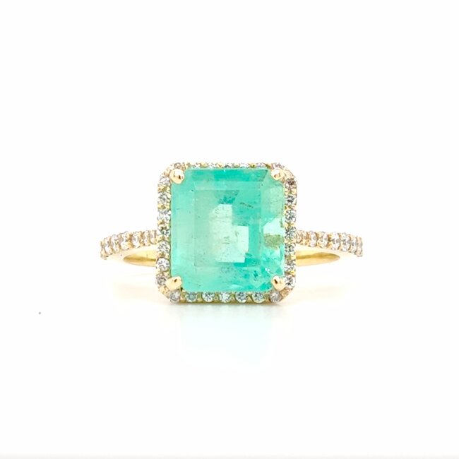 ROS  Jewel Design 14k ring Smaragd/brilj0.60ctmt 17.25 The Green Apple
