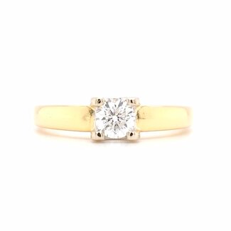 18k bicolor gouden solitair ring  met briljant