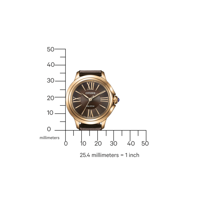CITIZEN Citizen Dameshorloge. Bruine leren band. EM1163-09X