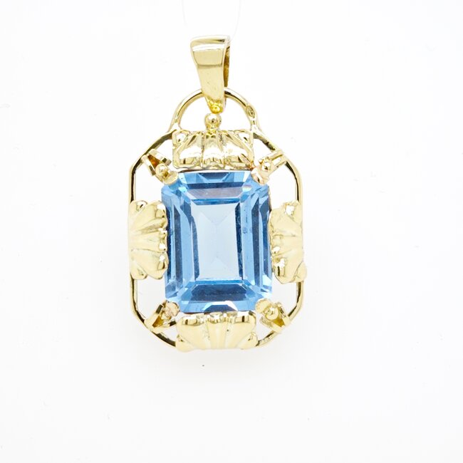 14k gouden hanger gezet met Topaas