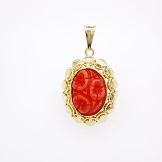 14k hanger met echt Bloedkoraal