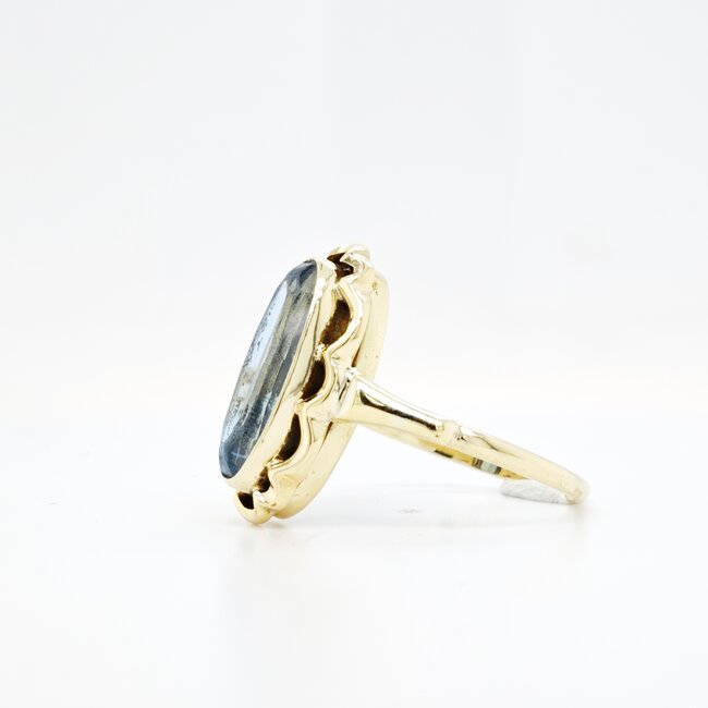 Occ 14k ring met Aquamarijn 4.1gram mt 19