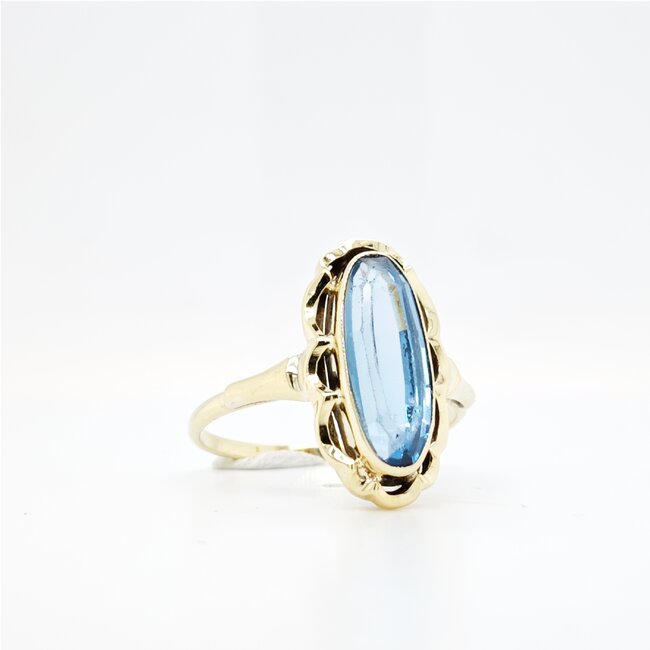Occ 14k ring met Aquamarijn 4.1gram mt 19