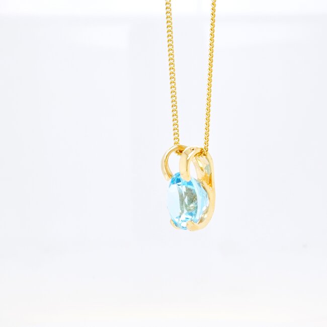 14k hanger en collier met Aquamarijn