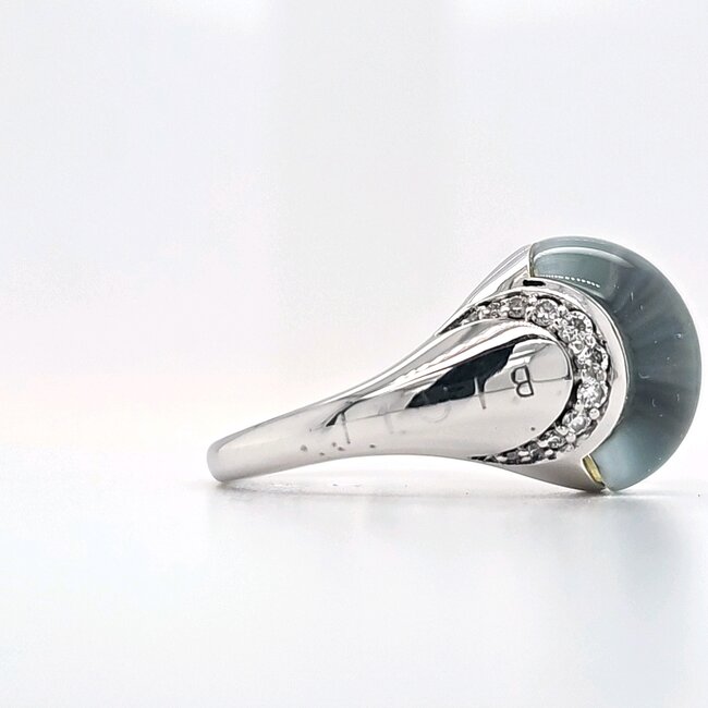 18k witgouden ring Luna  met Turqoise kleur Kristal en briljanten
