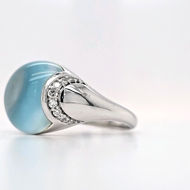 Occ 18k witgd ring Turqoise Kristal van Bigli 10.8g Luna