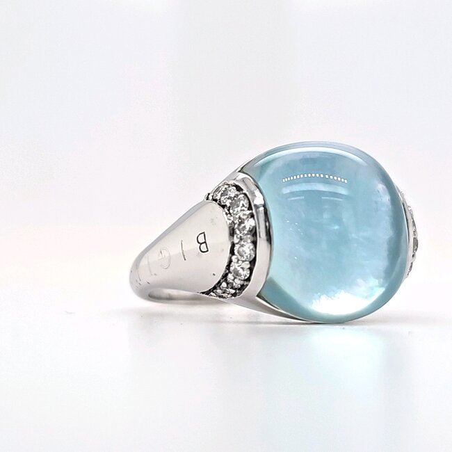 Occ 18k witgd ring Turqoise Kristal van Bigli 10.8g Luna