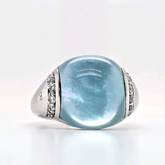 18k witgoudend ring Turqoise Kristal van Bigli