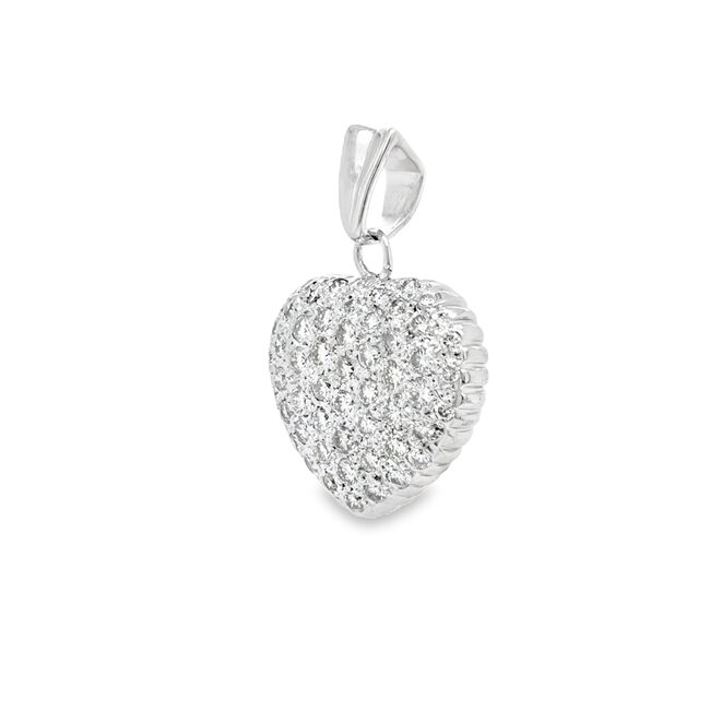 Occ 14k witgd hart hanger ca 2ct brilj 5.8gram