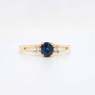 14k ring met Saffier en briljant