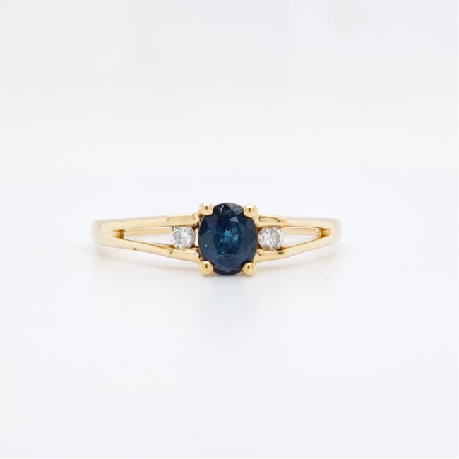 Occ 14k ring Saff/0.05ct 1.8gram mt 17