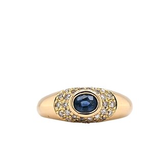 18k ring met Saffier en briljant