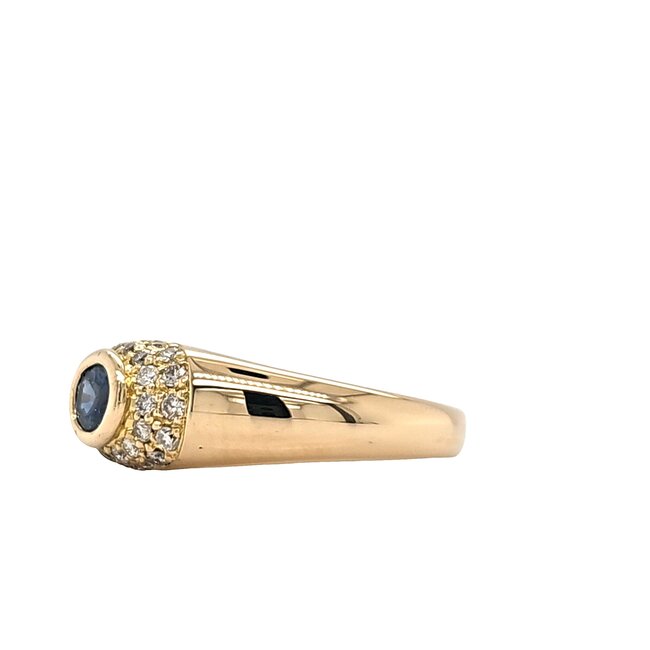 18k gouden ring met Saffier en briljanten