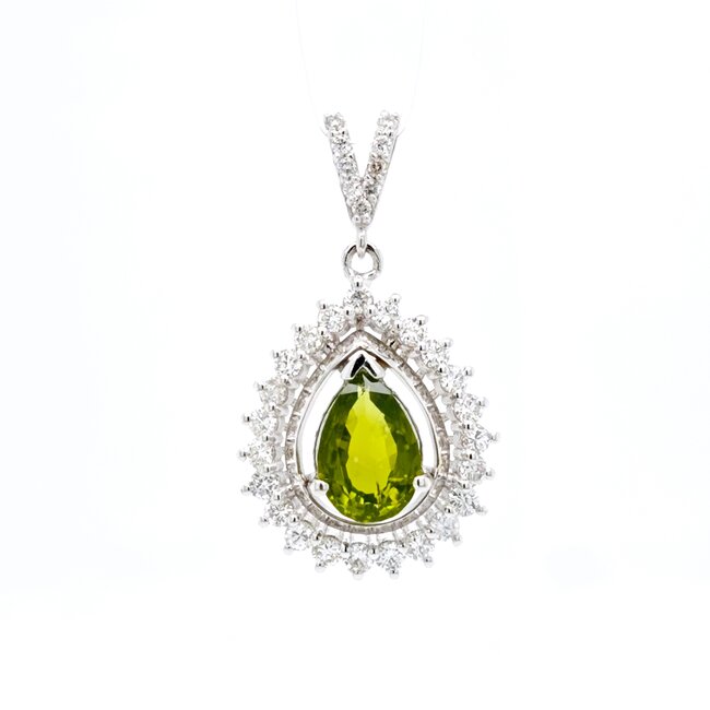 ROS  Jewel Design 18k witgouden hanger met Peridot en briljanten