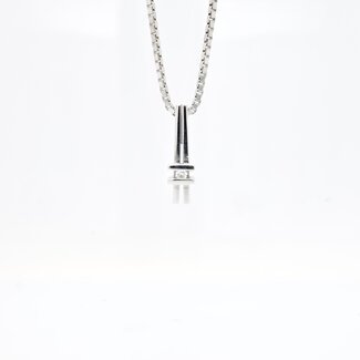 Occ 14k witgouden coll+hangr 0.04ctbril 5.8gr 45cm