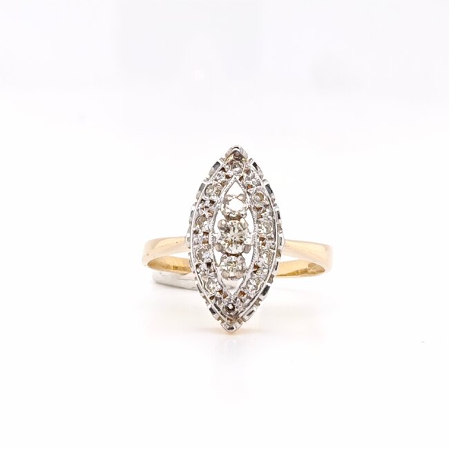 14k  bicolor gouden ring met briljanten