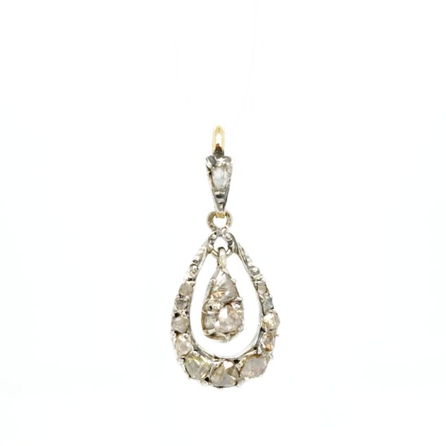 14k gouden met zilveren hanger met Roosdiamant