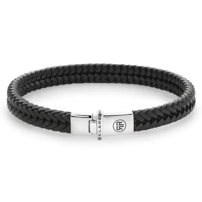 Rebel&Rose  Armband Zilver/Leder. RR-L0172-S-M