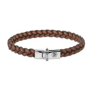 Rebel&Rose Rebel&Rose Zilver?Leder Cognak Armband. RR-L0171-S-L
