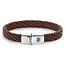 Rebel&Rose Zilver/Leder Armband Cognac.RR-L0169-S-L