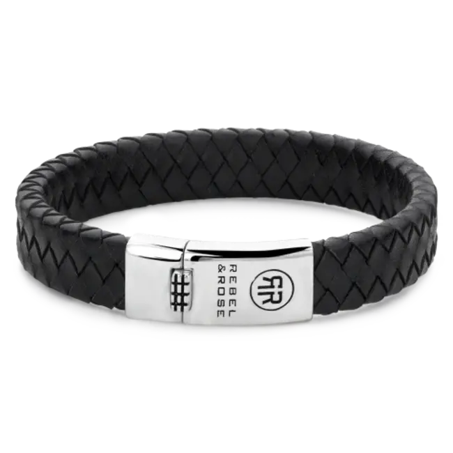 Rebel&Rose Zilver/Leder Armband.  RR-L0141-S-L