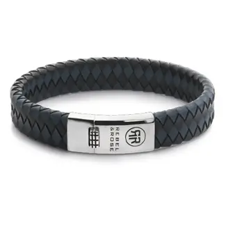 Rebel&Rose Zilver/Leder Armband. RR-L0177-S-L