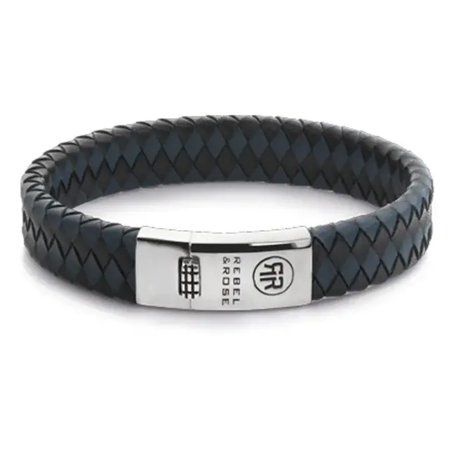 Rebel&Rose  Zilver/Leder Armband. RR-L0177-S-L