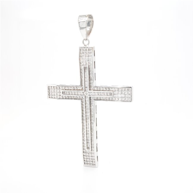 Occ 14k witgd hanger Kruis met ca 2ctBrilj 10gr