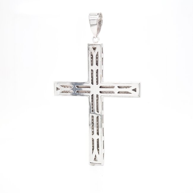 14k witgouden hanger Kruis met Briljanten