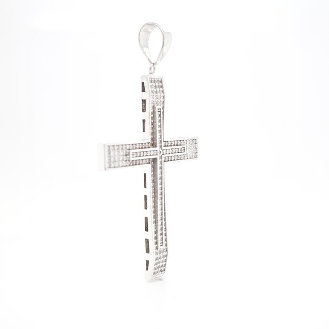 Occ 14k witgd hanger Kruis met ca 2ctBrilj 10gr