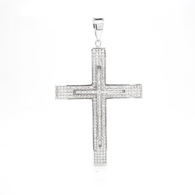 Occ 14k witgd hanger Kruis met ca 2ctBrilj 10gr