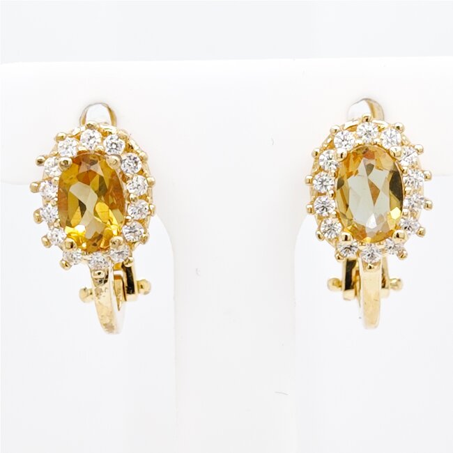 14k gouden oorbellen met Peridot en zirkonia