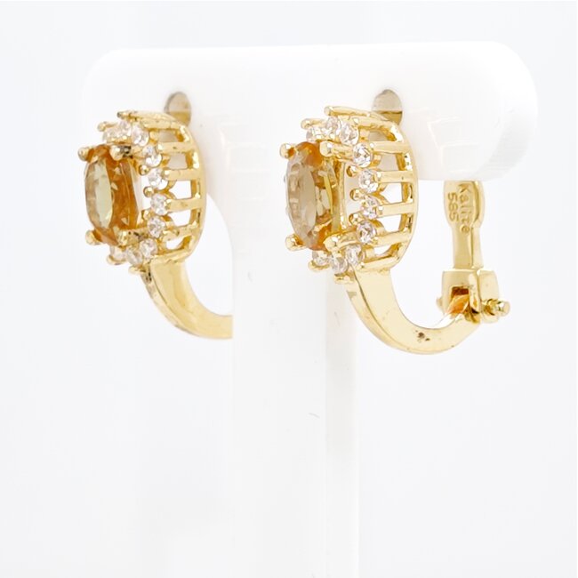 14k gouden oorbellen met Peridot en zirkonia