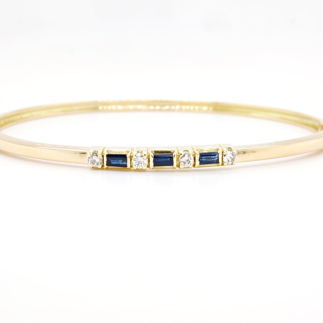 14k gouden armband met 3 Saffieren en 4 Briljanten