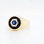 Occ 14k bicolor ring met Saffier en Onyx