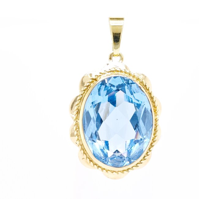 14k hanger met Synthetische Aquamarijn