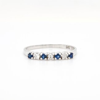 14k witgouden ring met Saffier en briljant
