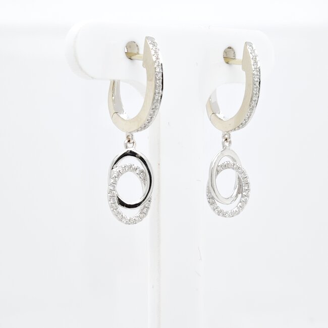 14k witgouden oorhangers met briljant